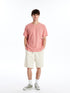 LC Waikiki Crew Neck Short Sleeve Combed Cotton Men's Textured T-Shirt